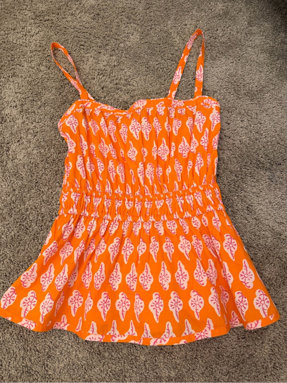 Orange and Pink Printed JCrew Strap Top